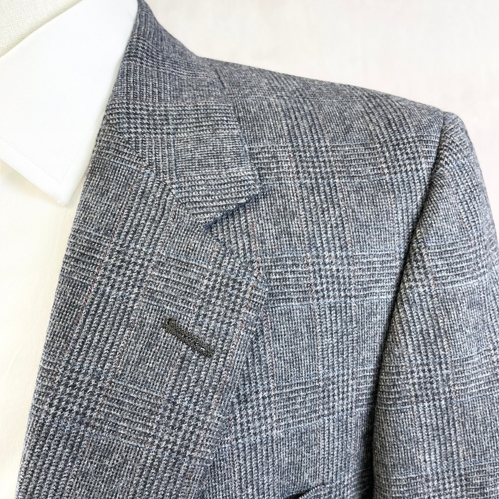 VTG Bill Blass Mens Blazer 42S Gray Glen Plaid Sport Coat Jacket Heritage Prep - Picture 2 of 12